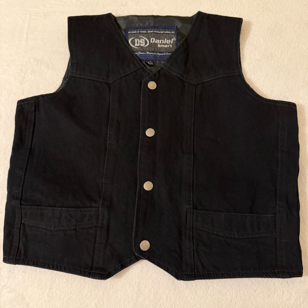 Daniel Smart Black Denim Moto Vest